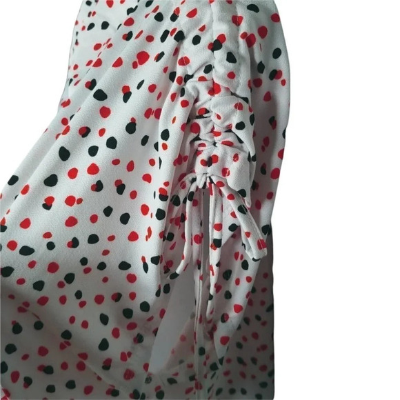 Claire France  Sleeveless Polka Dot Button Down Blouse Orange White Black 14 NWT - Picture 5 of 11